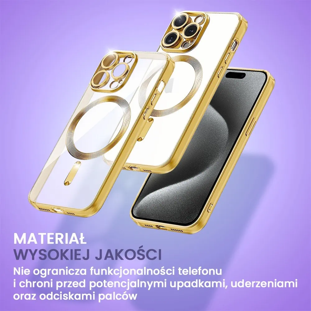 etui do iphone 15 pro max magsafe luxury protect przeźroczyste, purpurowe