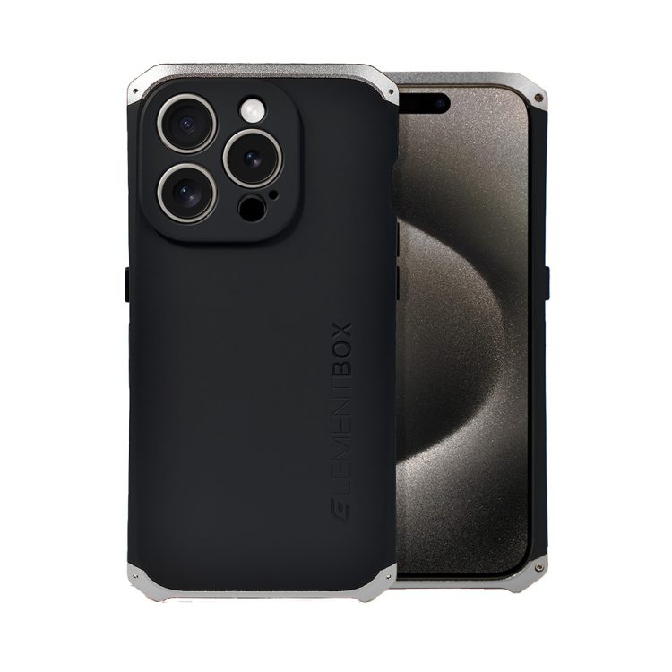 etui do iphone 15 pro max soild elements pancerne, twarde, z metalowymi krawędziami, złote (kopia)
