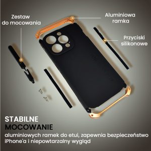 Etui do iPhone - soild elements pancerne, twarde, z metalowymi krawędziami