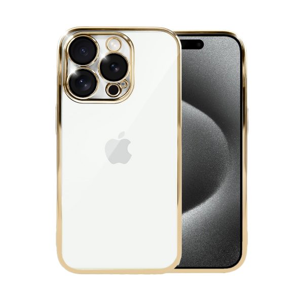 etui do iphone 15 pro max slim golden z osłoną kamery, złote