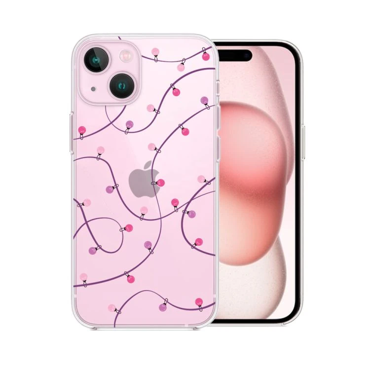 etui do iphone 15, przeźroczyste, światełka świąteczne