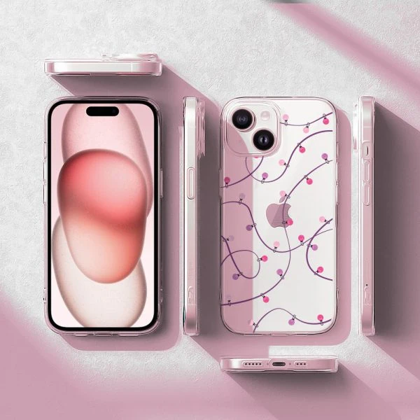 etui do iphone 15, przeźroczyste, światełka świąteczne