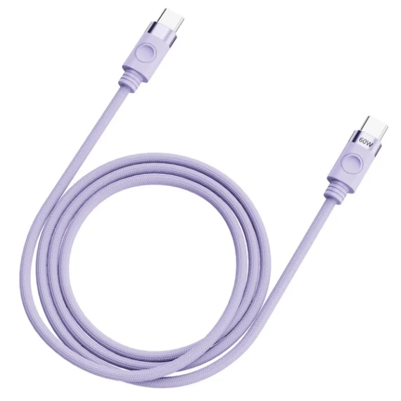 Kabel 2xUSB Typ C do iPhone 15:16:17, tableta, laptopa, PD 60W, transmisja danych, 1 metr, lawendowy3