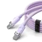Kabel 2xUSB Typ C do iPhone 15/16/17/18, tableta, laptopa, PD 60W, transmisja danych, 1 metr, lawendowy