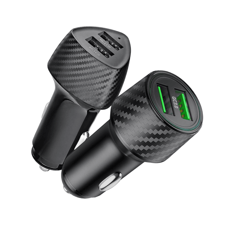Ładowarka samochodowa 2w1 qc 2x usb szybkie ładowanie 36w, czarna
