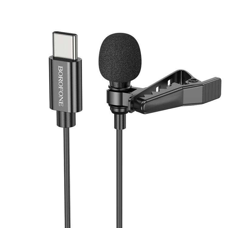 mikrofon do iphone z wejściem usb typ c, z klipsem i gąbką wygłuszającą do nagrań i rozmów, krawatowy