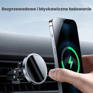 uchwyt samochodowy do telefonu z ładowarką indukcyjną qi 15w (kompatybilne z technologią magsafe), do kratki nawiewu, czarny