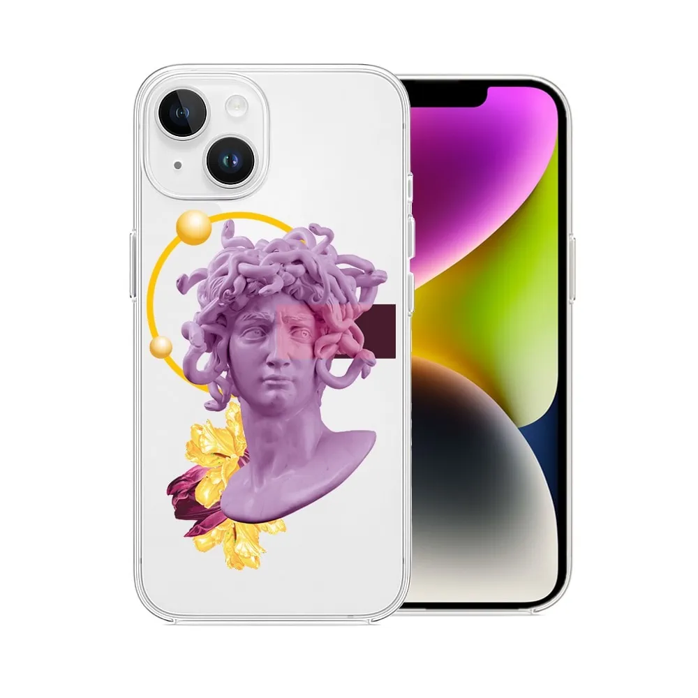 Etui do iPhone 13 Mini, przeźroczyste, antyczna figura, meduza