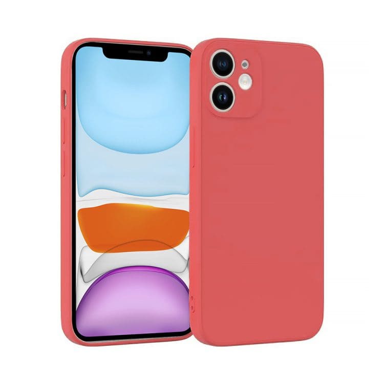 etui do iphone 11 silikonowe z mikrofibrą soft touch z osłoną na aparat, jasny bordowy