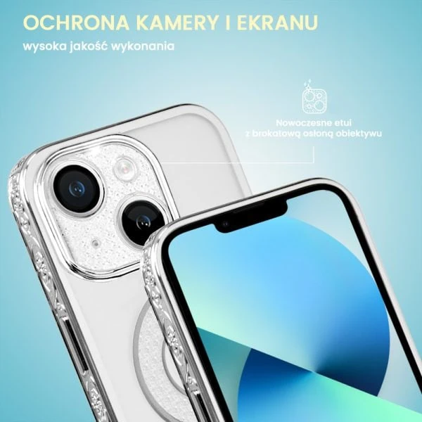 etui do iphone 13 space crystal, brokatowa osłona aparatu, fioletowe (kopia)