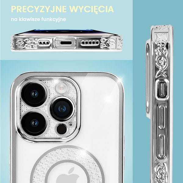 etui do iphone 14 pro space crystal, brokatowa osłona aparatu, fioletowe (kopia)