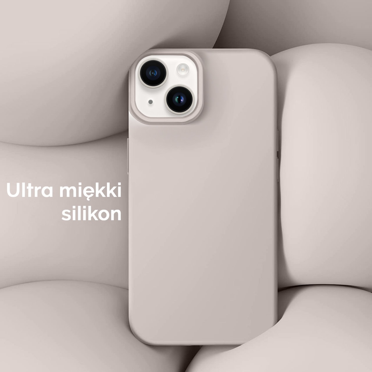 etui do iphone 14 silikonowe z mikrofibrą soft touch, kawa z mlekiem