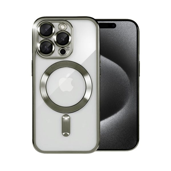 etui do iphone 15 pro magsafe luxury protect przeźroczyste, hybrydowa ochrona kamery, złote (kopia)