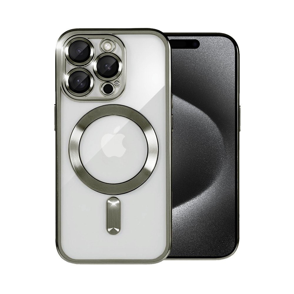 Etui do iPhone 15 Pro MagSafe Luxury Protect przeźroczyste, hybrydowa ochrona kamery, tytanowe