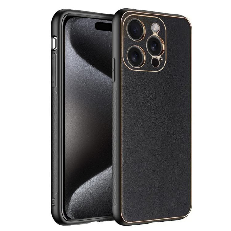 etui do iphone 13 minimalistyczne, skórzane z ochroną aparatu i złotym wykończeniem, różowe (kopia)