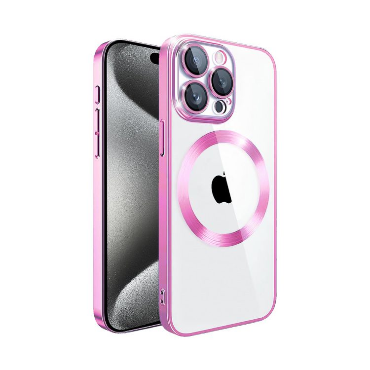 etui iphone 15 pro slim protect full cover magsafe hard back, twardy tył, przeźroczyste, czarne (kopia)