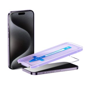 szkło hartowane na ekran 9h do iphone 15 pro max z aplikatorem, proste w montażu