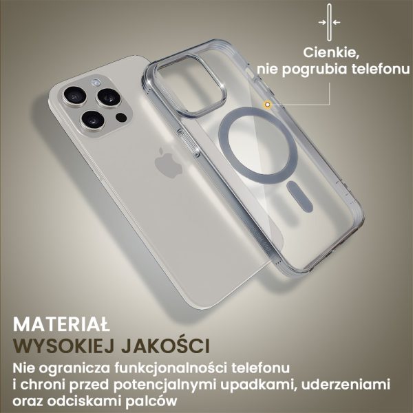 etui do iphone 15 pro magsafe simple color, szare
