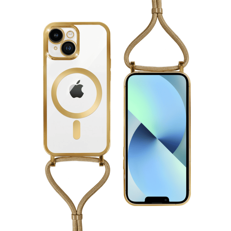etui do iphone 13 magsafe slim crossbody, jak torebka, złote