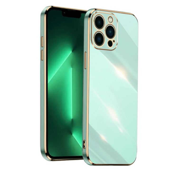 etui do iphone 13 pro max luksusowe błyszczące ze złotą ramką i osłona na aparat, purpurowe (kopia)