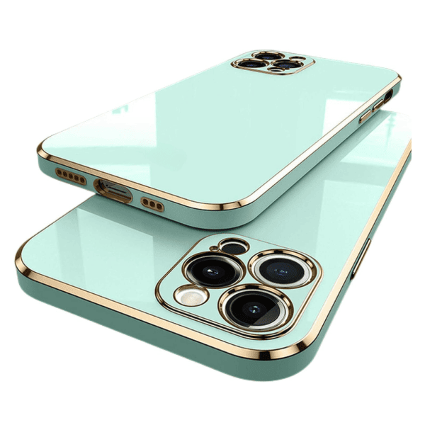 etui do iphone 13 pro max luksusowe błyszczące ze złotą ramką i osłona na aparat, purpurowe (kopia)