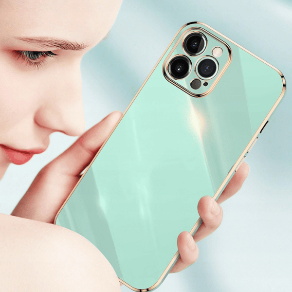 etui do iphone 13 pro max luksusowe błyszczące ze złotą ramką i osłona na aparat, purpurowe (kopia)