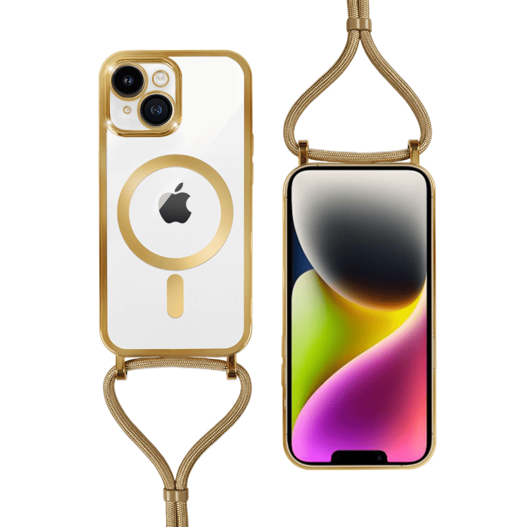 etui do iphone 15 magsafe slim crossbody, jak torebka, złote (kopia)