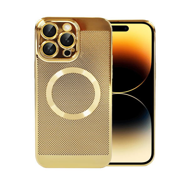etui do iphone 14 pro camera beam magsafe oddychające, złote