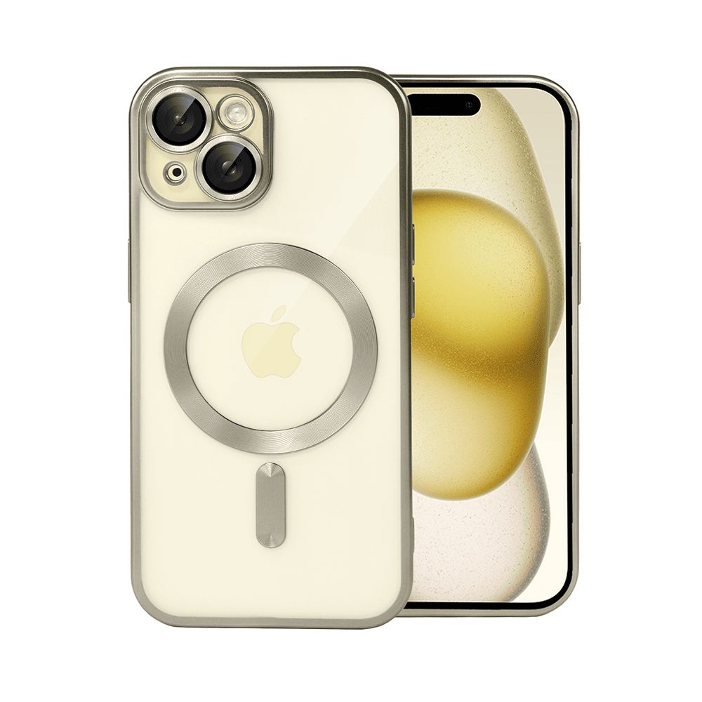 Etui do iPhone 15 Plus MagSafe Luxury Protect przeźroczyste, z osłoną aparatu, Titanium Finish, naturalnie tytanowe