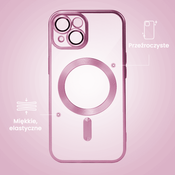 etui do iphone 15 magsafe luxury protect przeźroczyste, z osłoną aparatu, titanium finish, niebieskie (kopia)