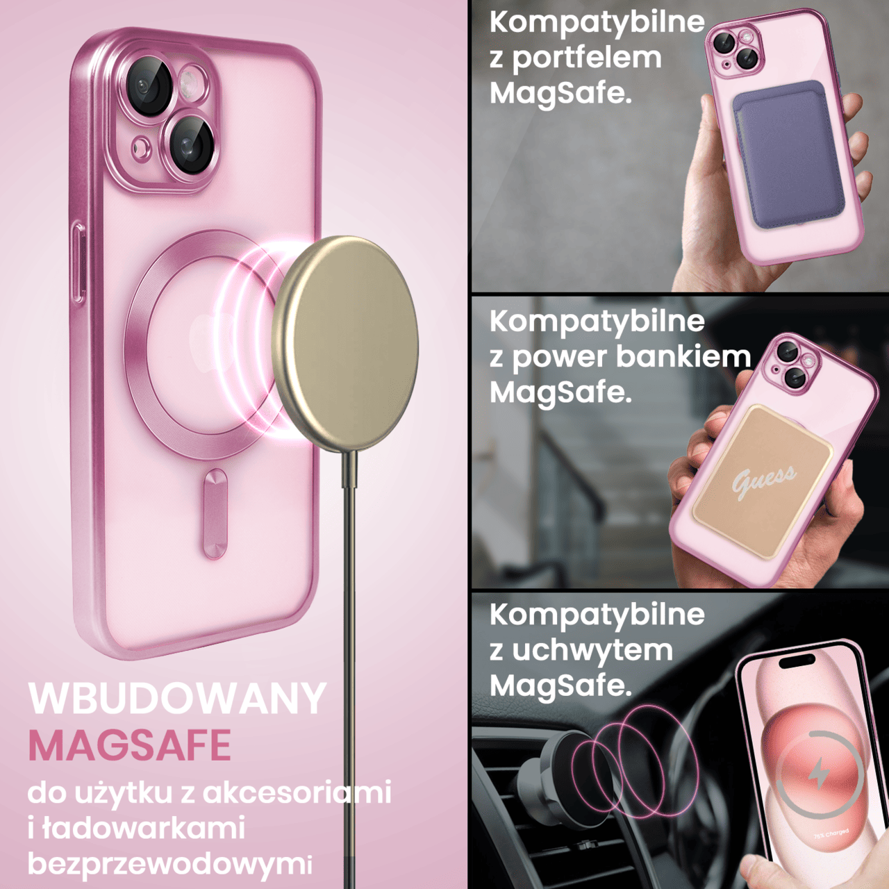etui do iphone 15 magsafe luxury protect przeźroczyste, z osłoną aparatu, titanium finish, niebieskie (kopia)