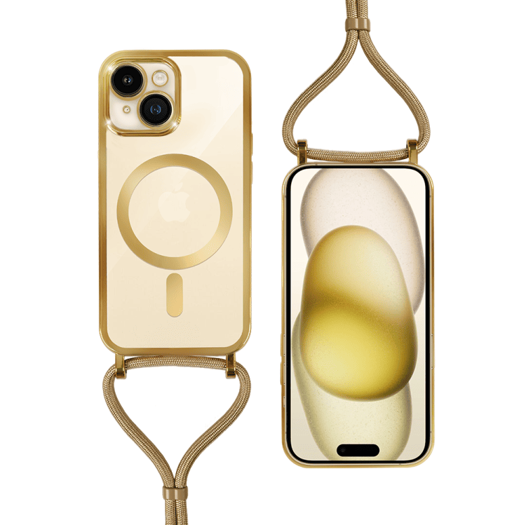 etui do iphone 15 magsafe slim crossbody, jak torebka, złote