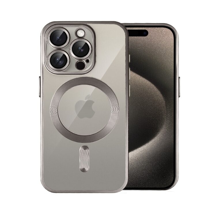 Etui do iPhone 15 Pro MagSafe Luxury Protect przeźroczyste, z osłoną aparatu, Titanium Finish, naturalnie tytanowe (6)