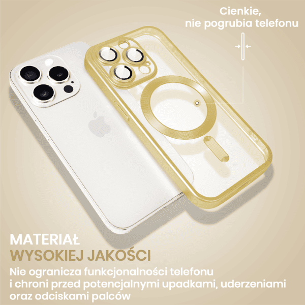etui do iphone 15 pro max magsafe luxury protect przeźroczyste, z osłoną aparatu, titanium finish, naturalnie tytanowe (kopia)