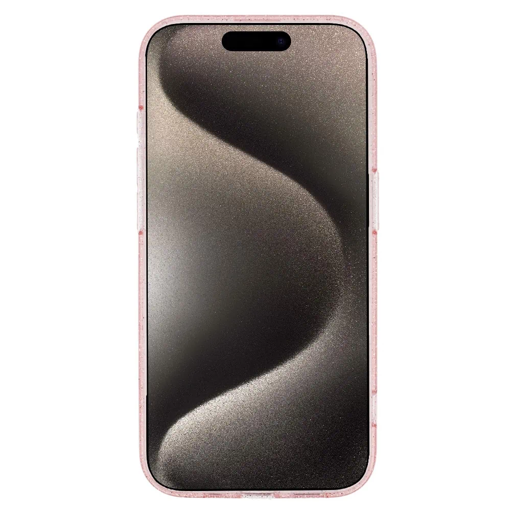 etui do iphone 15 pro max przeźroczyste, błyszczące z wbudowanym magsafe, różowe