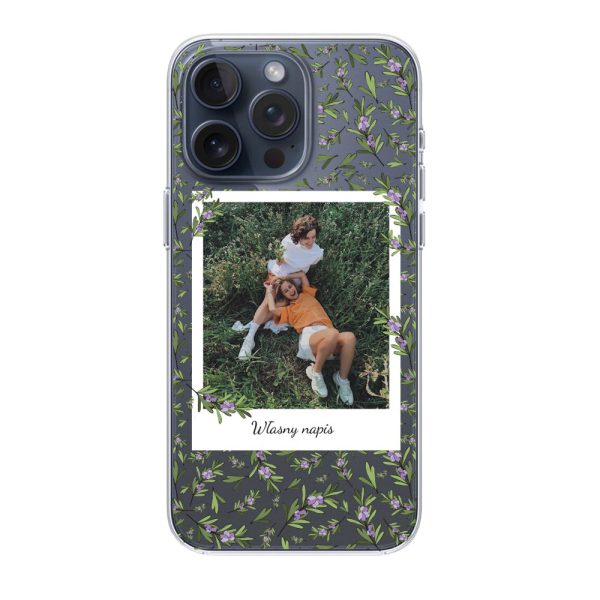 etui do iphone 15 pro polaroid z własnym zdjęciem i napisem, kwiaty (kopia)