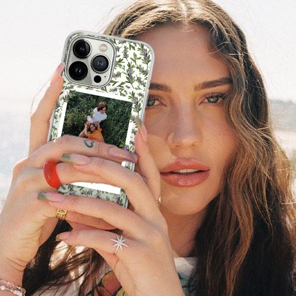 etui do iphone 15 pro polaroid z własnym zdjęciem i napisem, gałązki