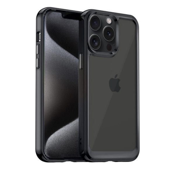 etui do iphone 15, przeźroczyste, twardy tył, czarne (kopia)