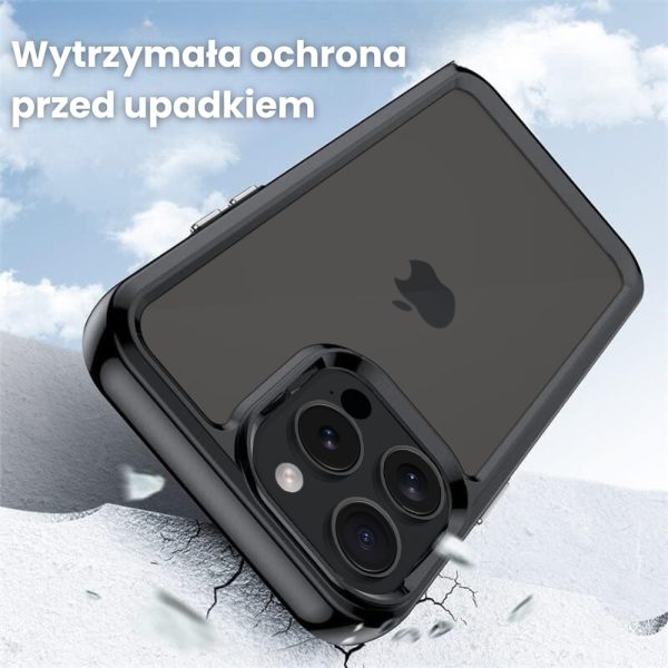 etui do iphone 15, przeźroczyste, twardy tył, czarne (kopia)