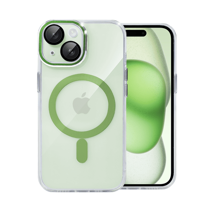 etui do iphone 15 simple elegance z magsafe, twardy przeźroczysty tył, hybrydowa ochrona kamery, niebieskie (kopia)