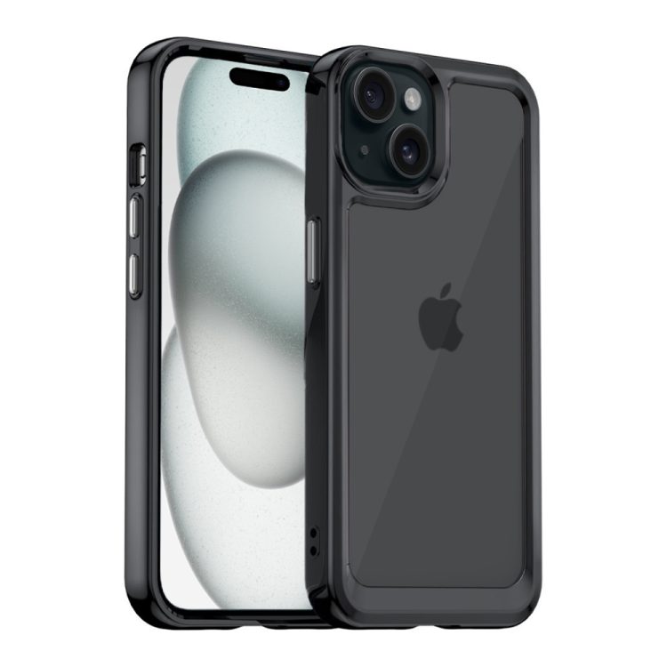 etui do iphone 15, przeźroczyste, twardy tył, grejpfrutowe (kopia)