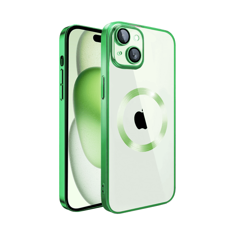 etui iphone 15 plus slim protect full cover magsafe hard back, twardy tył, przeźroczyste, różowe (kopia)