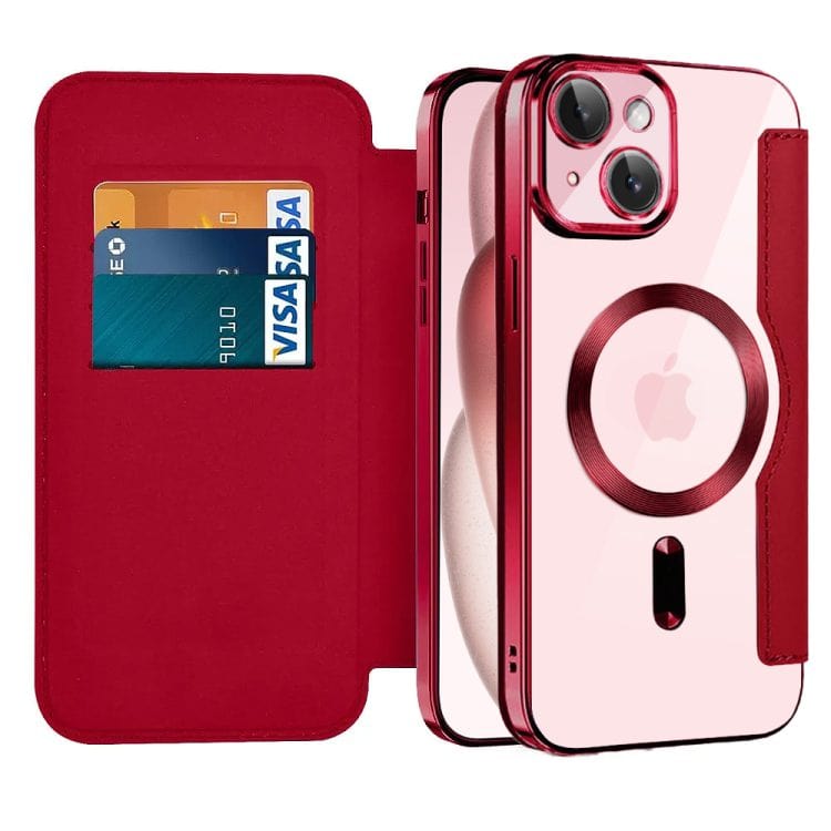 etui iphone 15 typu książka book magsafe lens protect, z klapką, granatowe (kopia)