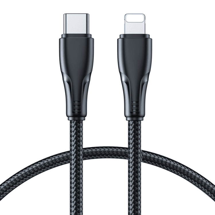 kabel usb typ c lightning, 20w, szybkie ładowanie, transmisja danych, 25 cm, czarny