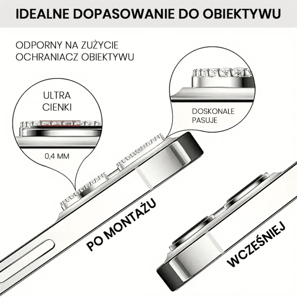 luksusowa diamentowa osłona obiektywów, szkło na aparat iphone 15 pro max, czarna (kopia)