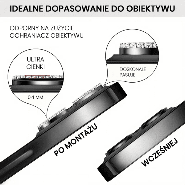 luksusowa diamentowa osłona obiektywów, szkło na aparat iphone 15 pro, złota (kopia)