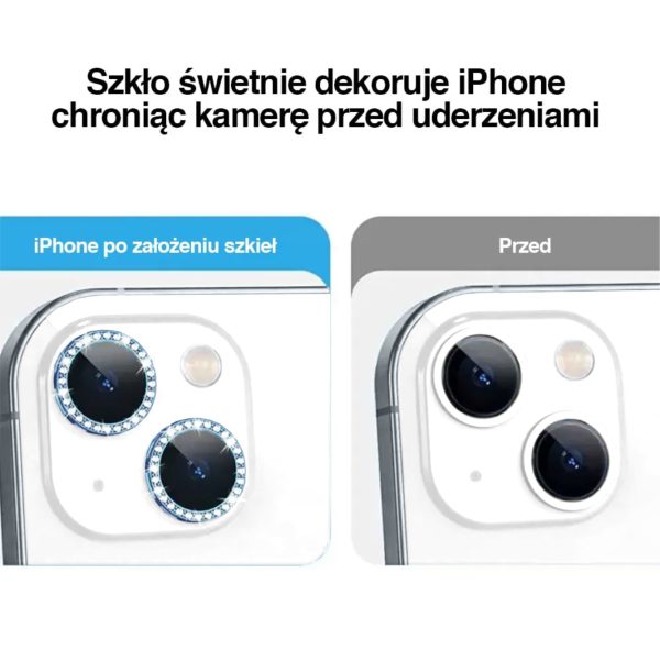 luksusowa diamentowa osłona obiektywów, szkło na aparat iphone 14, niebieski (kopia)