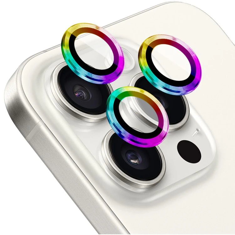 metalowa osłona obiektywów szkło na aparat iphone 15 pro max, złote (kopia)