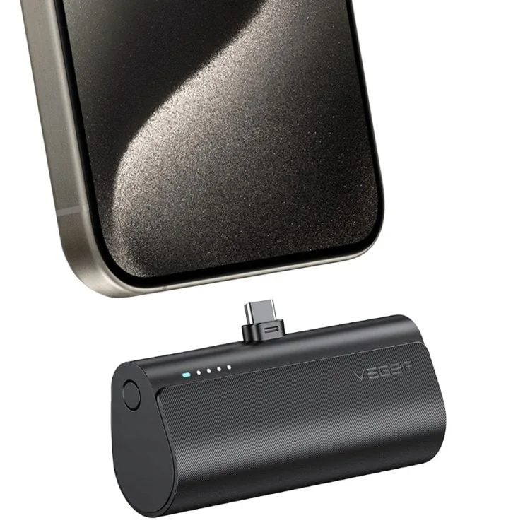 power bank 5000 mah, wbudowane złącze ligtning, pd 20w, czarny (kopia)