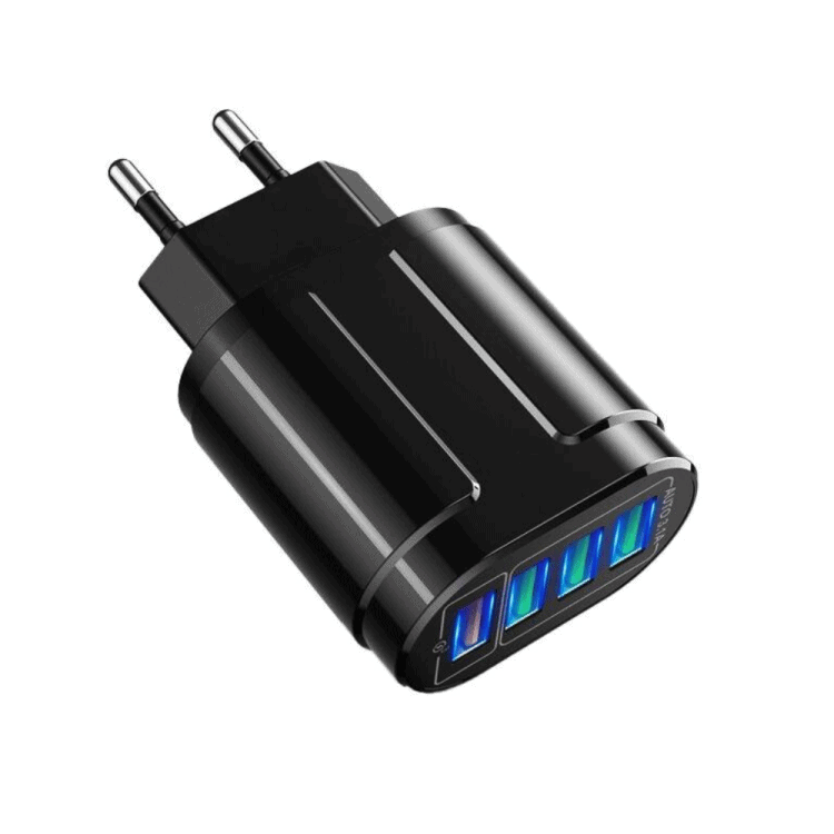 Ładowarka sieciowa 48w 4x usb, qc, czarna